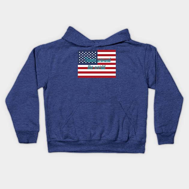 Travel Around the World - USA Kids Hoodie by Byntar